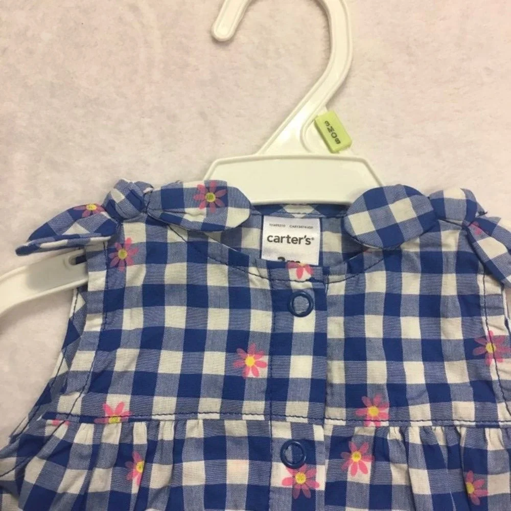 Carter's Romper Baby Girl NB Blue NEWBORN NWT‎ Floral Snap Front Bubble Sunsuit